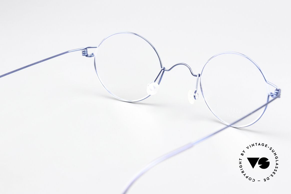 Lindberg Corona 42 Air Titan Rim Runde Brille In Blau Metallic, Größe: medium, Passend für Herren und Damen