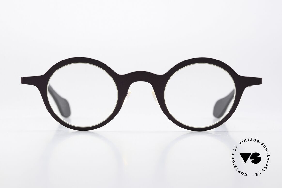 Theo Belgium Mille 24 Dunkel Violett Matt Metallic, runde Unisex-Designerbrille von Theo Belgium, Passend für Herren und Damen
