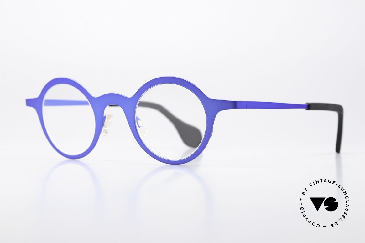 Theo Belgium Mille 24 Metallfassung Blau Metallic, Avantgarde-Designerbrille in Premium-Qualität, Passend für Herren und Damen