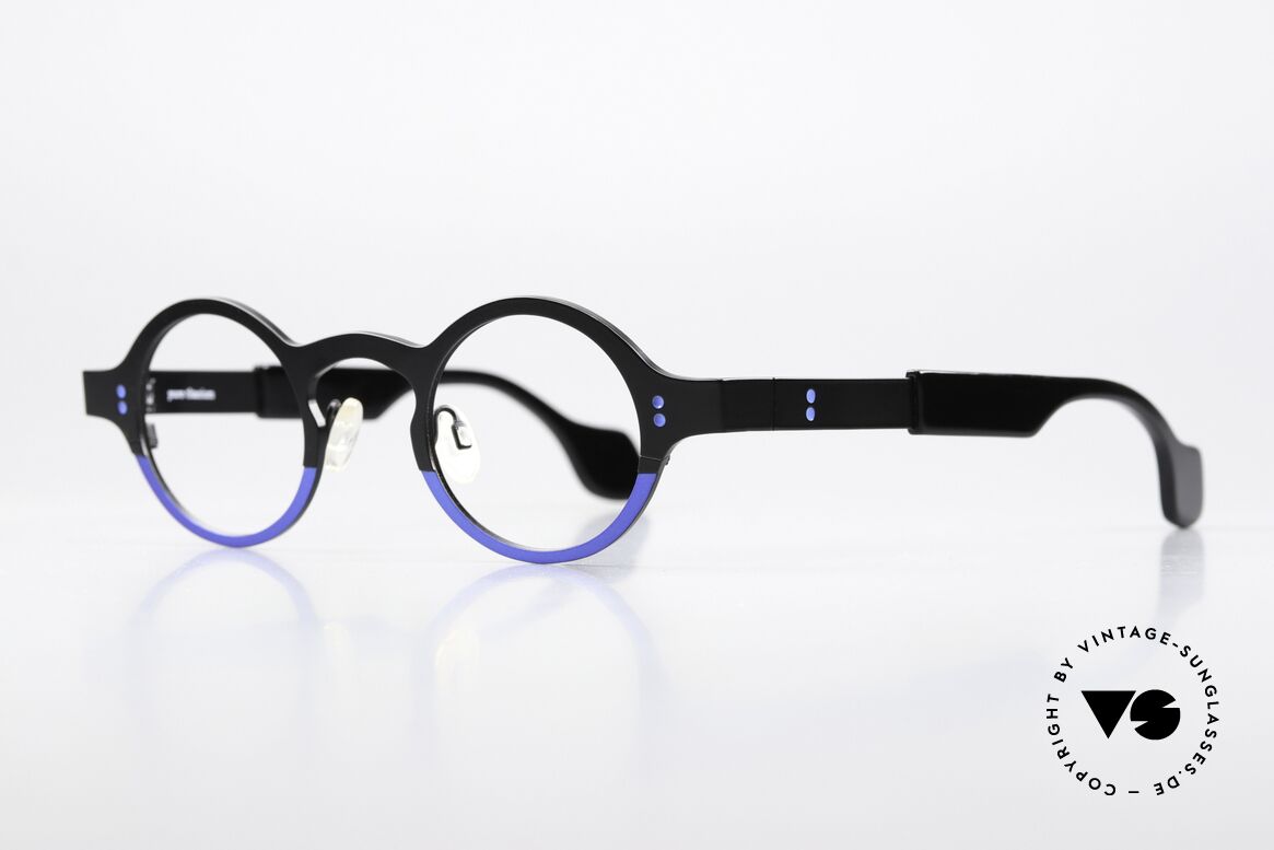 Theo Belgium Huitante Sept Runde Titanbrille Von 2012, zweifarbiger color code 365 (schwarz und blau), Passend für Herren und Damen
