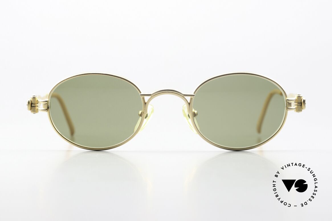 Jean Paul Gaultier 56-7113 Vintage Brille Mattgold Grün, originelle Bügel (typisch außergewöhnlich GAULTIER), Passend für Herren und Damen