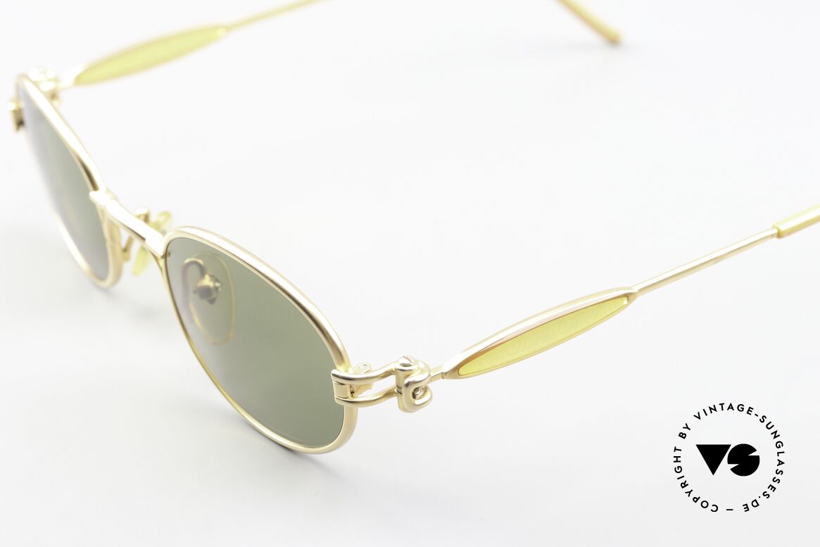 Jean Paul Gaultier 56-7113 Vintage Brille Mattgold Grün, unbenutzt (wie alle unsere vintage JPG Sonnenbrillen), Passend für Herren und Damen