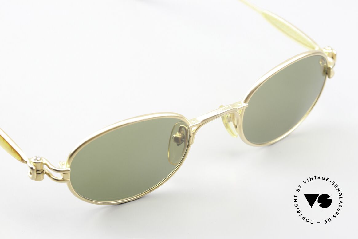 Jean Paul Gaultier 56-7113 Vintage Brille Mattgold Grün, KEINE RETRO-Brille; ein Designer-ORIGINAL von 1994, Passend für Herren und Damen
