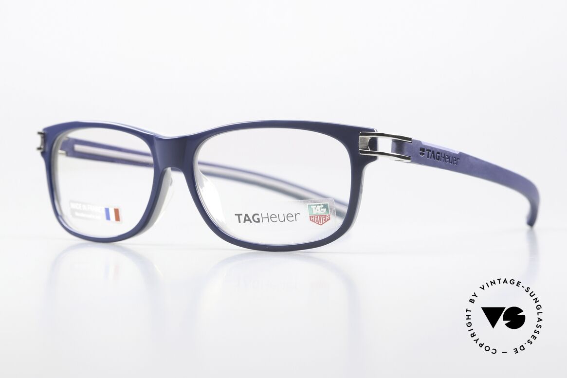 Tag Heuer 7606 Track Herrenbrille Made In France, c.003: dunkelblau & platin-plattierte Scharniere, Passend für Herren