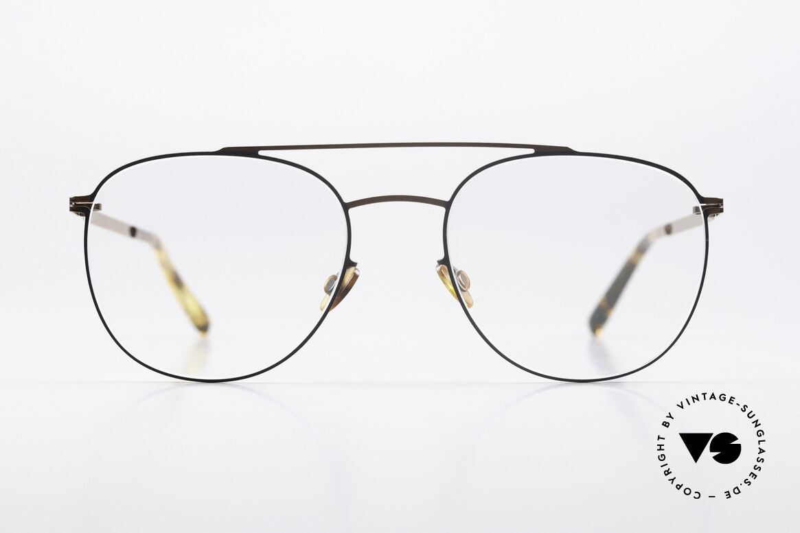 Mykita Nilsson Shiny Copper Black Frame, markante Aviator-Brillenform aus der LITE Kollektion, Passend für Herren