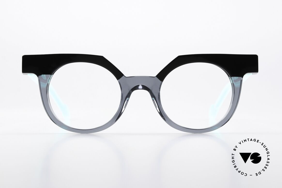 Anne Et Valentin Punchy Kunstvolle Designerbrille, Anne & Valentin Brille in schwarz, grau und türkis, Passend für Damen