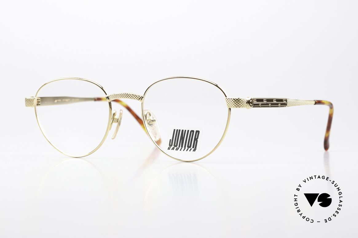 Jean Paul Gaultier 57-3177 90er Pantobrille Gold Plated, 1990er Panto Designerbrille von Jean Paul Gaultier, Passend für Herren und Damen