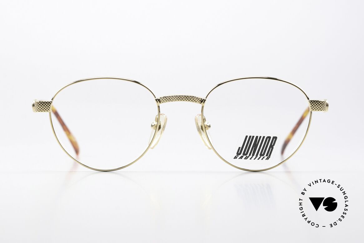 Jean Paul Gaultier 57-3177 90er Pantobrille Gold Plated, gold-plated Rahmen mit kleinen verspielten Details, Passend für Herren und Damen