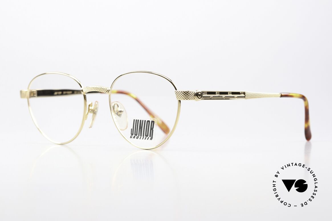 Jean Paul Gaultier 57-3177 90er Pantobrille Gold Plated, aus der markanten Junior Gaultier Serie in Gr. 49/20, Passend für Herren und Damen