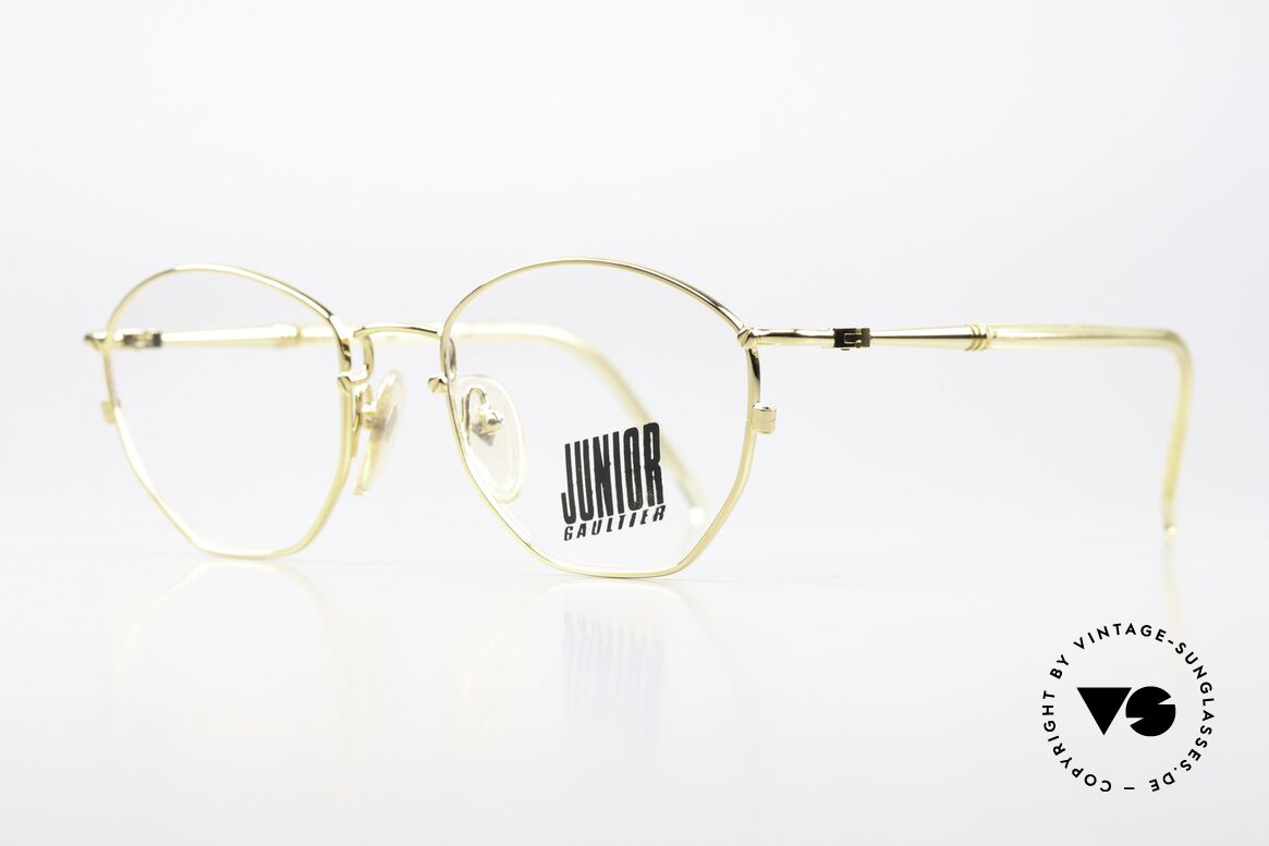 Jean Paul Gaultier 57-2273 Vergoldete Vintage Brille, 22 karat vergoldete Rahmenfront in M Größe 52-19, Passend für Herren und Damen