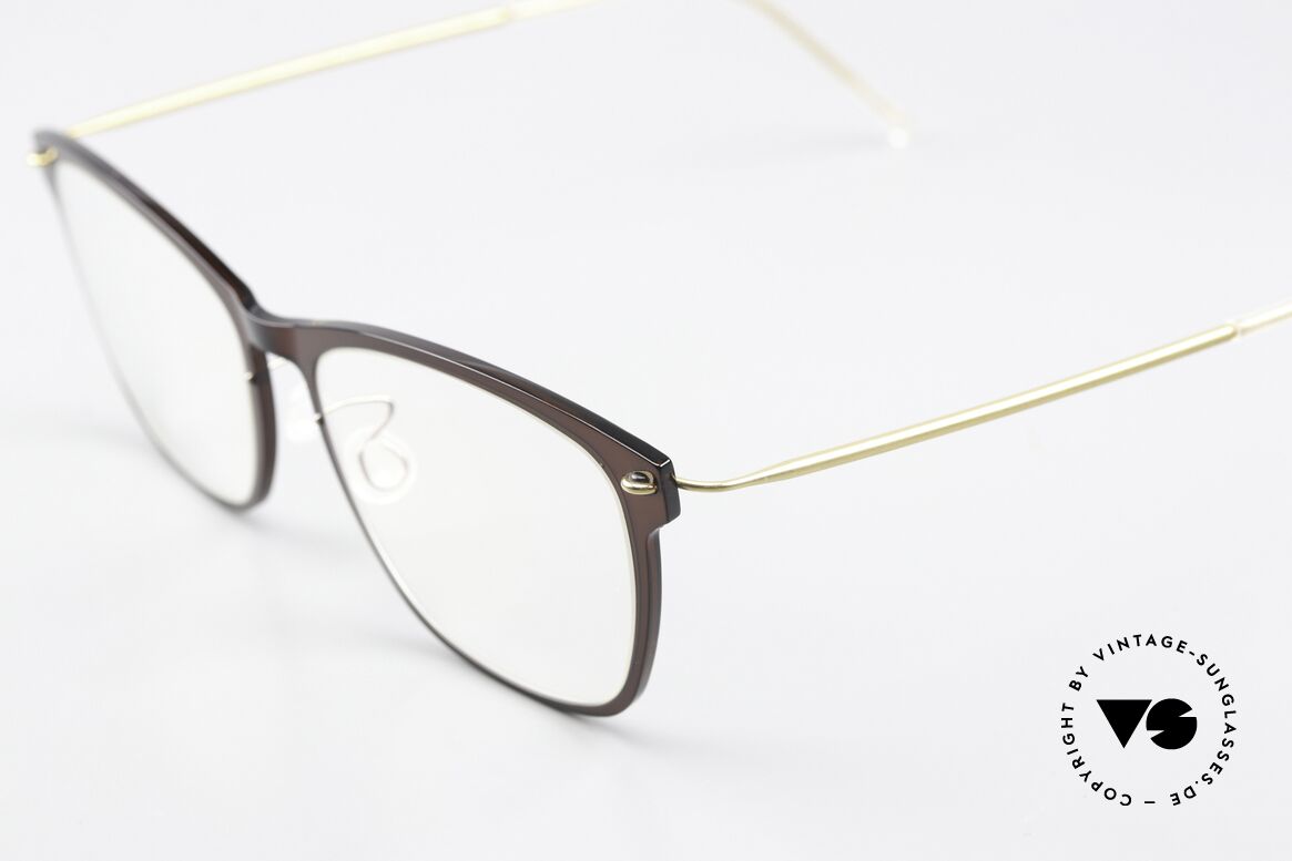 Lindberg 6525 NOW Size 50mm In Braun Und Gold, sehr hochwertiges Compositematerial mit Titanbügeln, Passend für Damen