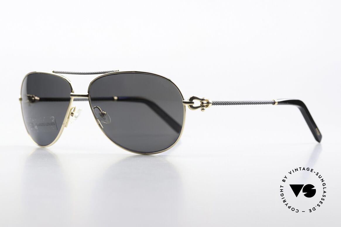 Fred Force10 8466 Aviator Sonnenbrille Luxus, Bügel und Brücke sind gedreht wie ein schwarzes Tau, Passend für Herren und Damen