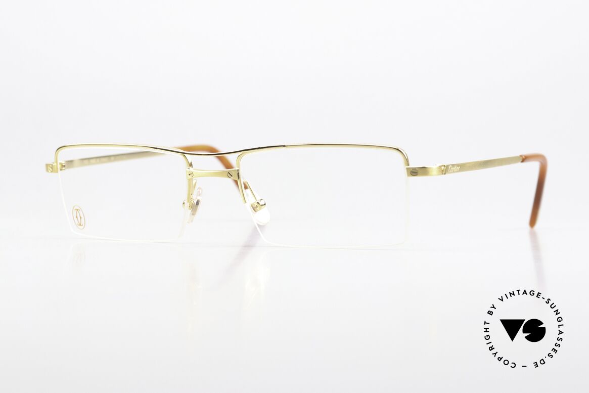 Cartier Semi T-Double Eckige Titanium Brille Herren, eckige Cartier Luxus-Brillenfassung; Titanium, Passend für Herren