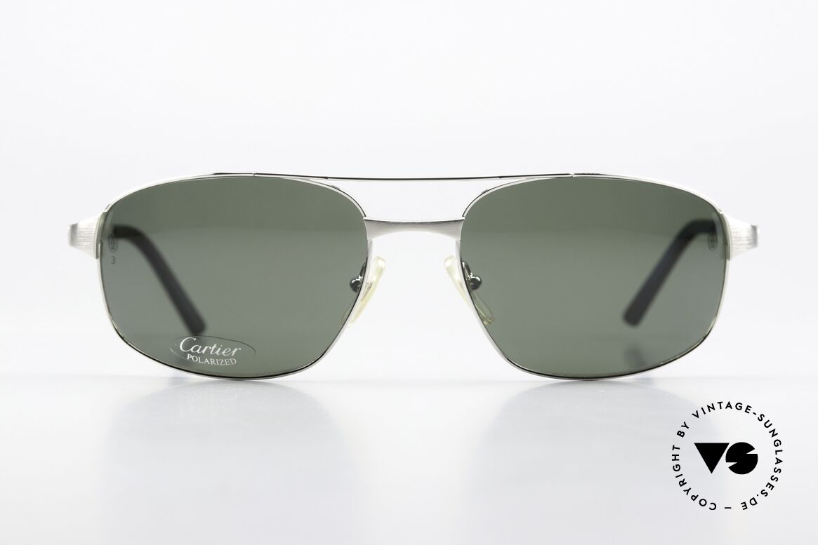 Cartier Spirit Brushed Platinum Rahmen, mit polarisierenden Sonnengläsern, Gr. 60/18, Passend für Herren