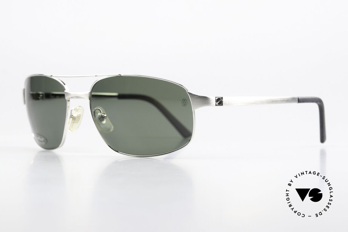 Cartier Spirit Brushed Platinum Rahmen, teures Original mit flexiblen Federscharnieren, Passend für Herren