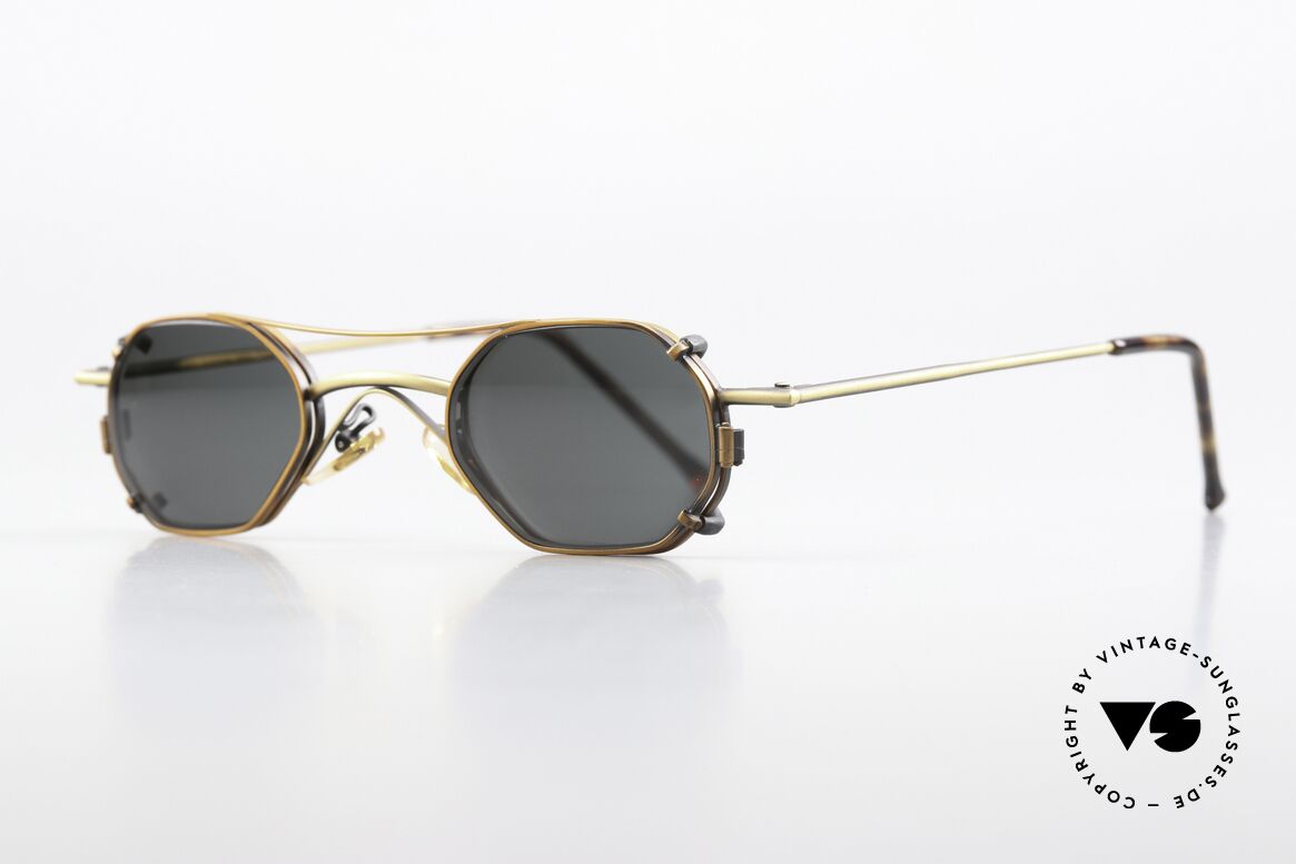 Christian Roth 2401 Kleine 90er Brille Mit Clip-On, eckige Metallbrille: Glashöhe 29mm, Glasbreite 40mm, Passend für Herren und Damen