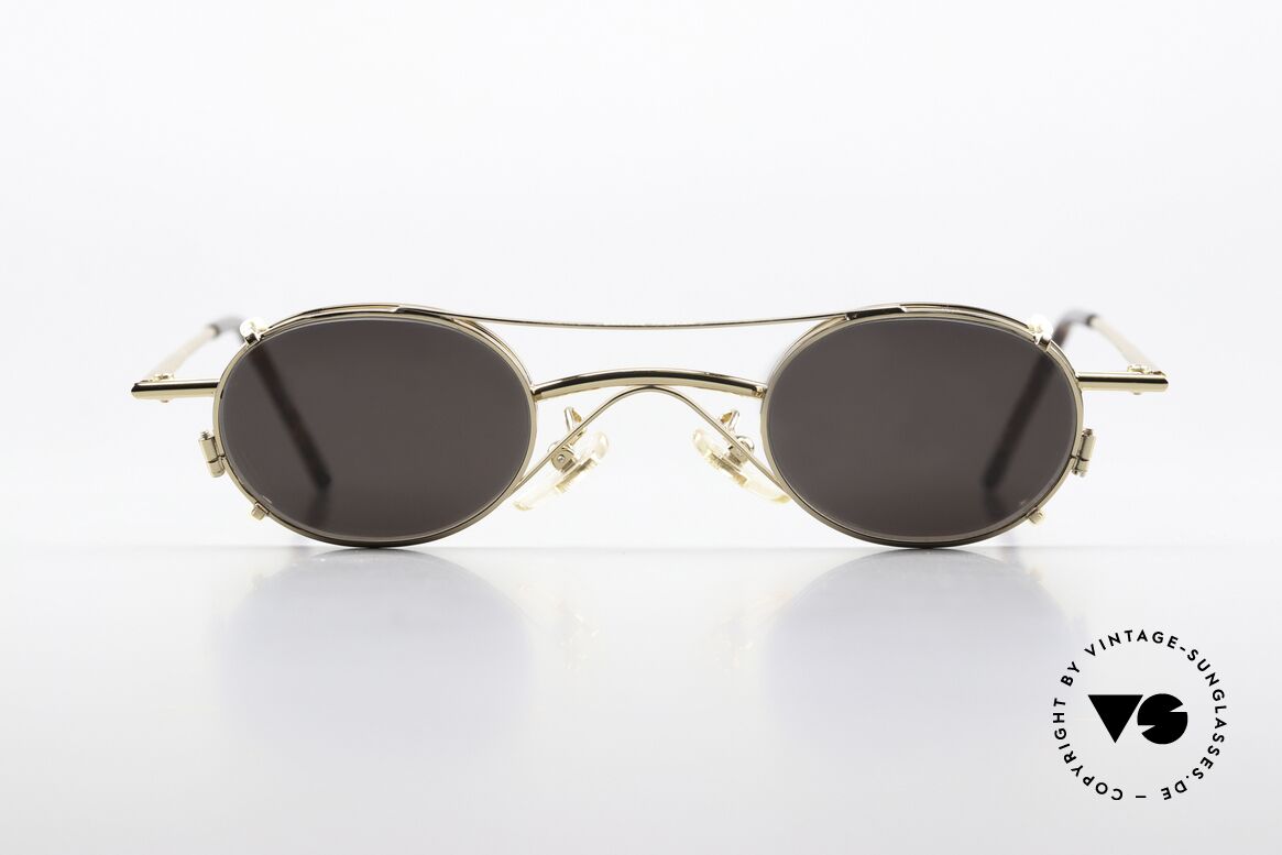 Christian Roth 2400 Clip On Brille 90er Vergoldet, VINTAGE Designer-Brillenfassung, GOLD-PLATED, Passend für Herren und Damen