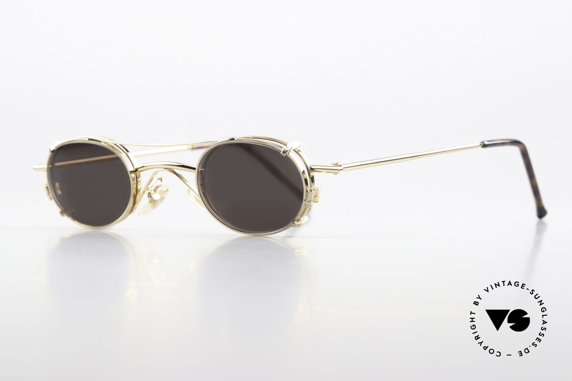 Christian Roth 2400 Clip On Brille 90er Vergoldet, ovale Metallbrille: Glashöhe 27mm, Glasbreite 36mm, Passend für Herren und Damen