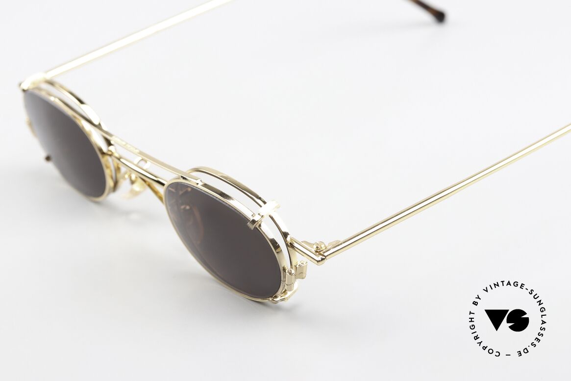 Christian Roth 2400 Clip On Brille 90er Vergoldet, mit praktischem Sonnen-Clip für 100% UV Protection, Passend für Herren und Damen
