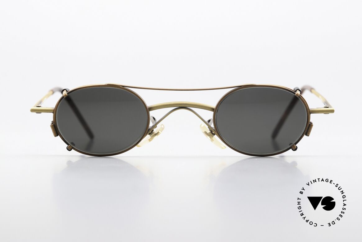 Christian Roth 2400 Ovale Clip On Brille 1992, vintage Brillenfassung in antik-gold & antik-bronze, Passend für Herren und Damen