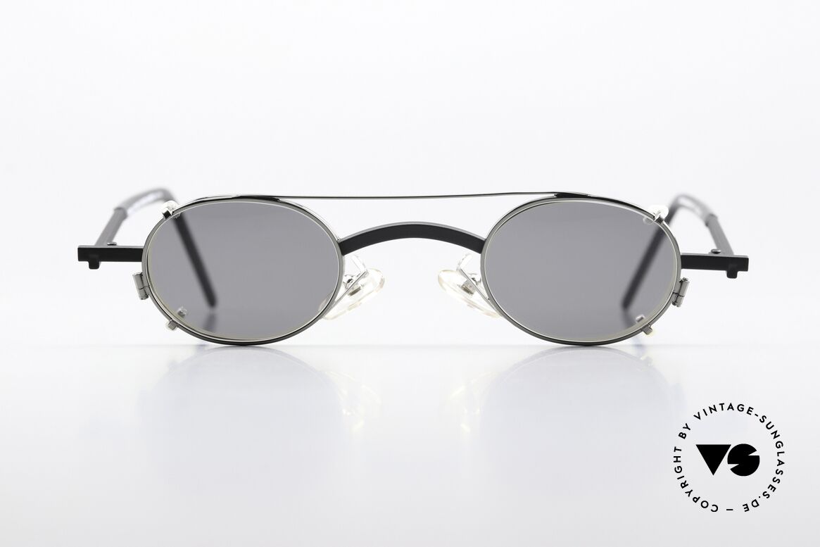 Christian Roth 2505 Oval Mit Silbernem Clip On, Brillenfassung mattschwarz/silber & silber Clip On, Passend für Herren und Damen