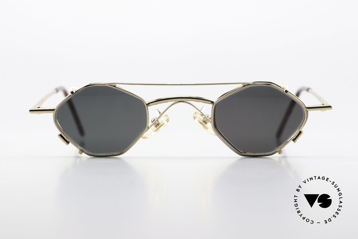 Christian Roth 2402 Achteckige Brille Mit Clip, alte VINTAGE Designer-Brillenfassung, GOLD-Plated, Passend für Herren und Damen