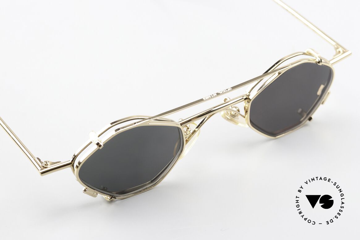 Christian Roth 2402 Achteckige Brille Mit Clip, ungetragenes 90er Meisterstück für Design-Liebhaber, Passend für Herren und Damen