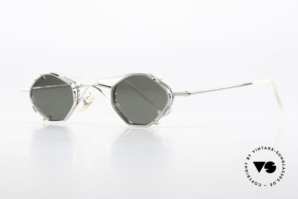 Christian Roth 2402 Achteck Brille Sonnen-Clip, eckige Metallbrille: Glashöhe 29mm, Glasbreite 37mm, Passend für Herren und Damen