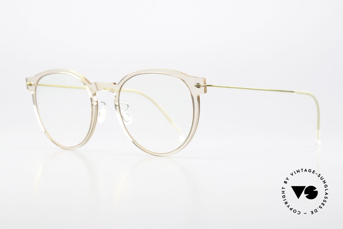 Lindberg 6603 NOW Brille Kristallklar Mit Gold, sehr hochwertiges Compositematerial mit Titanbügeln, Passend für Damen