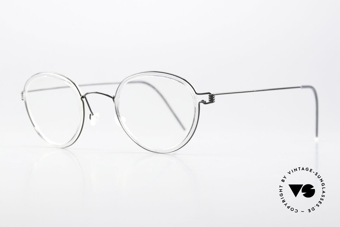 Lindberg Jackie 44 Air Titan Rim Unisexbrille Im Panto Stil, markant veredelte Air Titanium Version mit Azetat-Rand, Passend für Herren und Damen