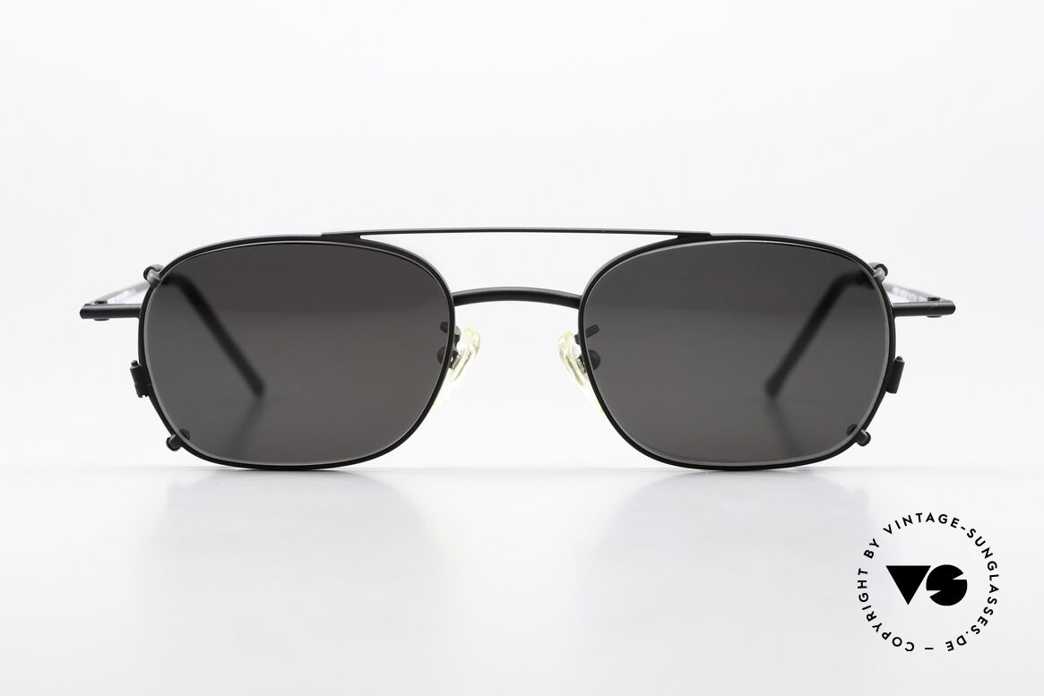 Christian Roth 2404 Eckige Vintage Brille Clip On, rare vintage Designer-Brillenfassung in mattschwarz, Passend für Herren und Damen