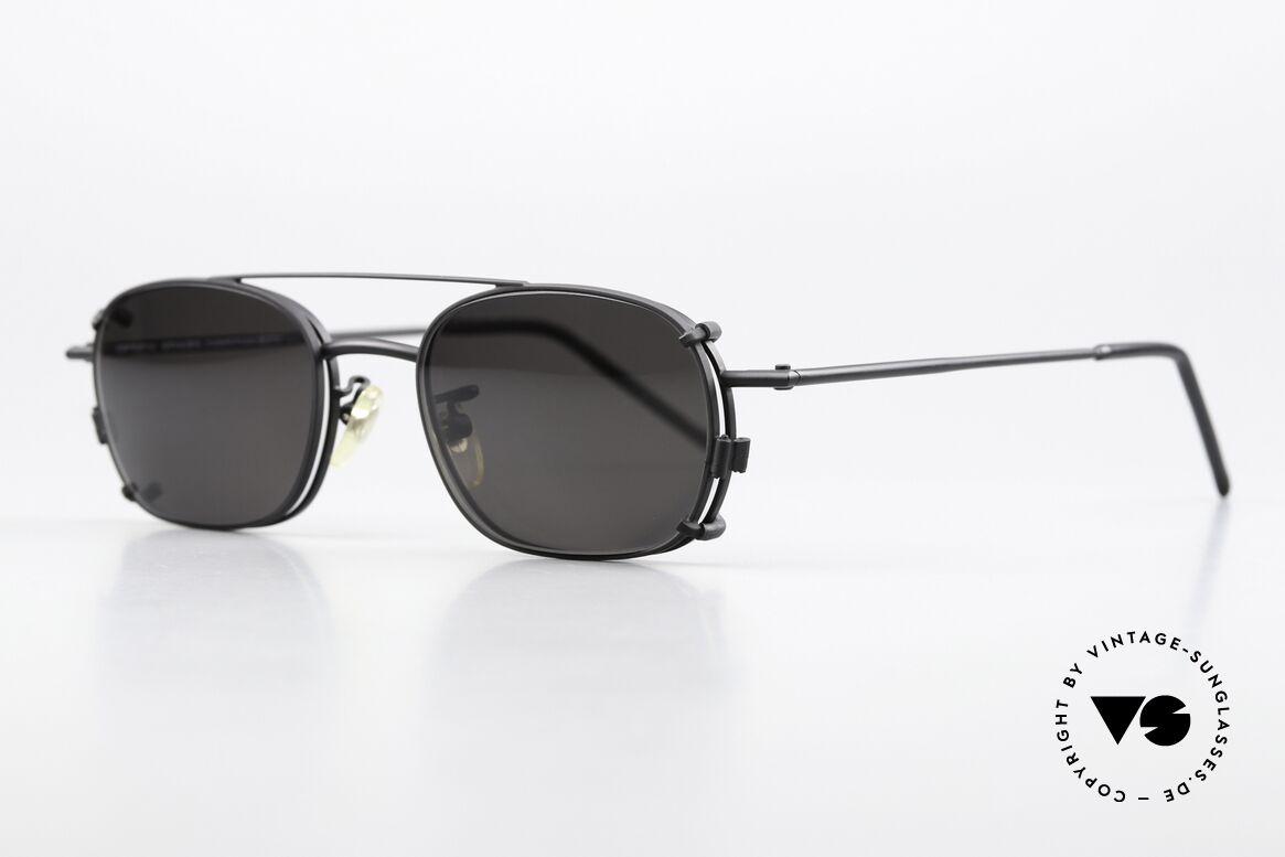 Christian Roth 2404 Eckige Vintage Brille Clip On, eckige Metallbrille: Glashöhe 34mm, Glasbreite 48mm, Passend für Herren und Damen
