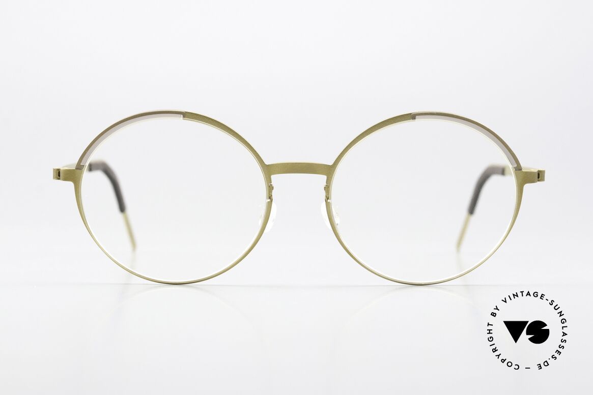 Lindberg 9853 Strip Titanium Runde Titanium Fassung, Modell 9853, in Größe 49/16, 135mm Bügel; Farbe GT, Passend für Damen