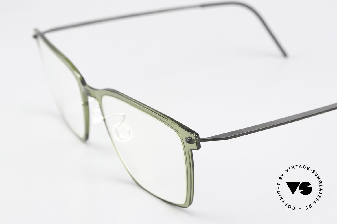 Lindberg 6554 NOW Eckige Designerbrille Unisex, c. C11 / U9: grün-transparente Front & schwarze Bügel, Passend für Herren und Damen