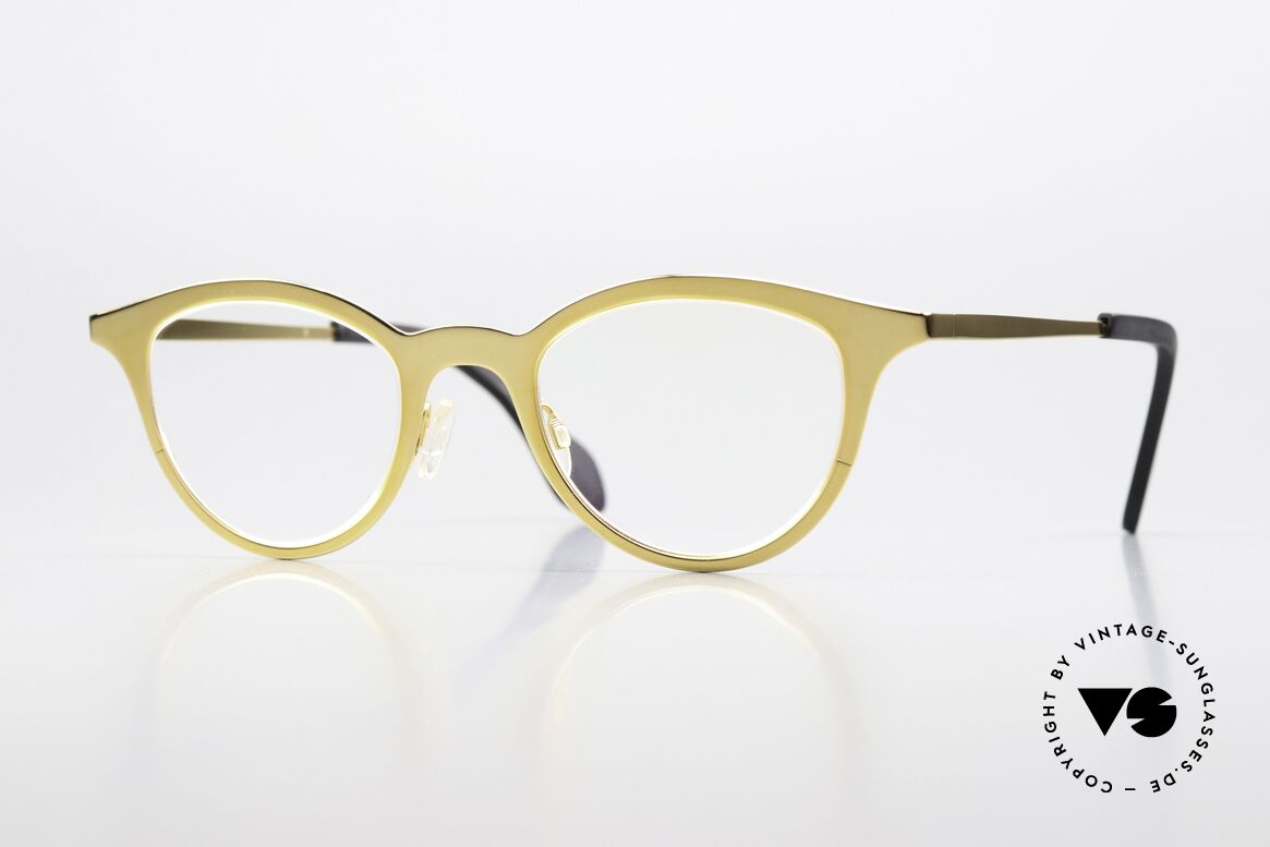 Theo Belgium Mille 21 Glänzend Chrom Gold 24kt, enorm auffällige THEO Damen-Designerbrille, Passend für Damen