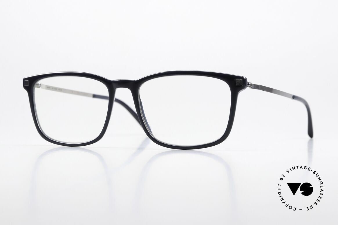 Mykita Kauko Dark Blue And Shiny Silver, eckige Brille der LITE-Kollektion (Damen & Herren), Passend für Herren und Damen