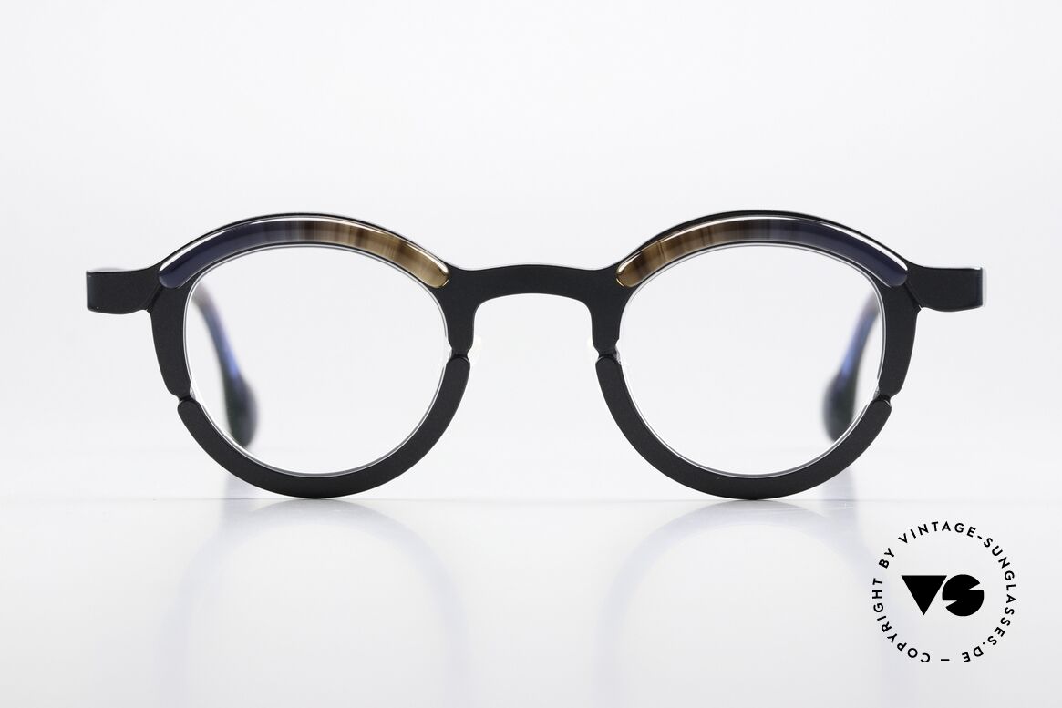 Theo Belgium Piece Runde Brille Unisex Panto, edle Kombination aus Farbe, Form & Materialien, Passend für Herren und Damen