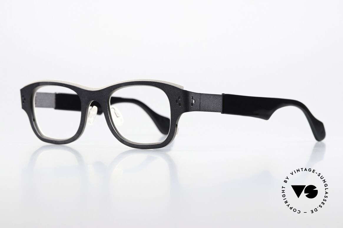 Theo Belgium Vingt Deux Zweifarbige Designerbrille, zweifarbiger color code 229 (schwarz und grau), Passend für Herren und Damen