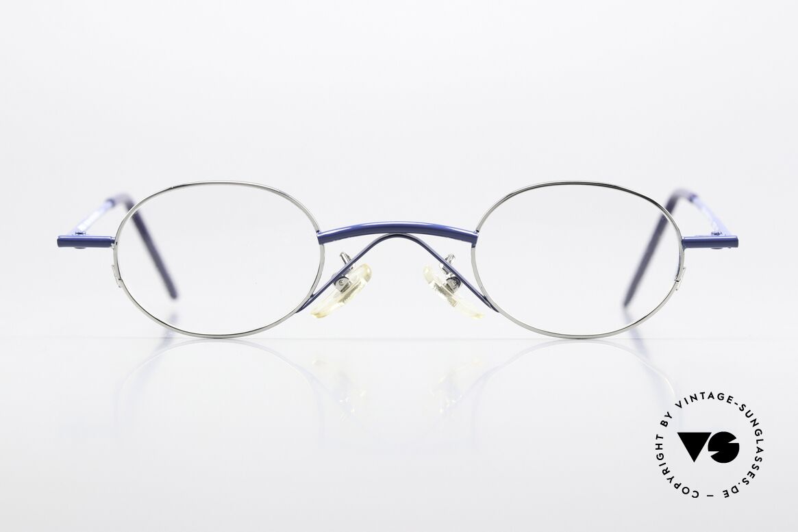 Christian Roth 2400 Ovale Brille Im Bauhaus Stil, Brillengestell: "silber glänzend" & "dunkelblau", Passend für Herren und Damen