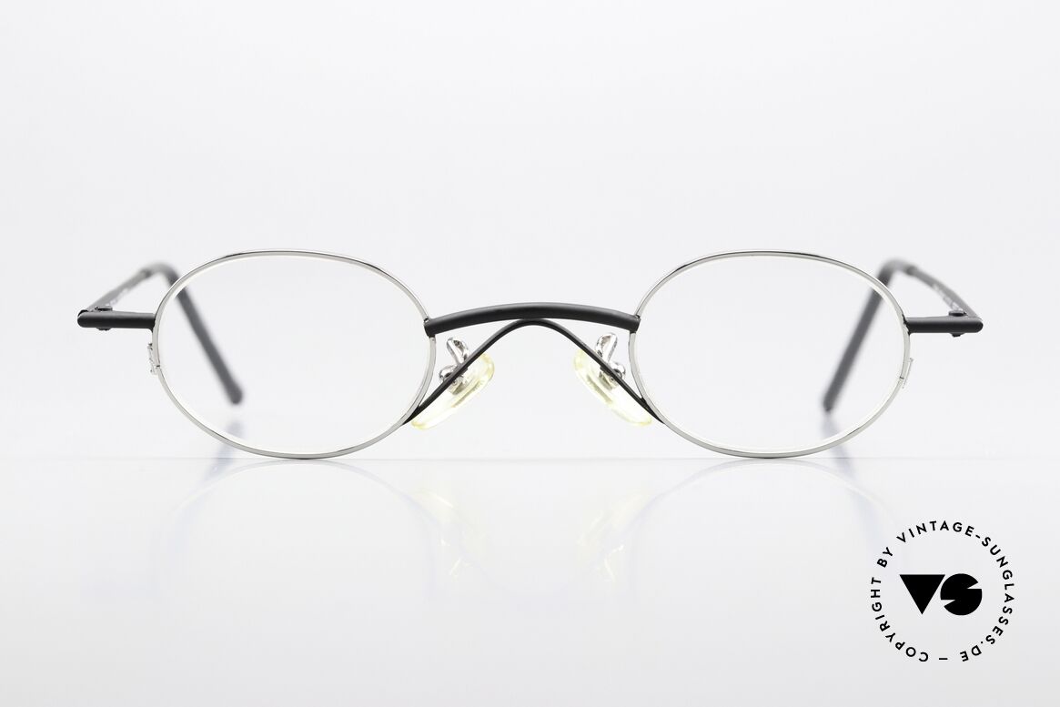 Christian Roth 2400 Kleine Ovale 90er Brille, Brillengestell: "silber glänzend" & "mattschwarz", Passend für Herren und Damen