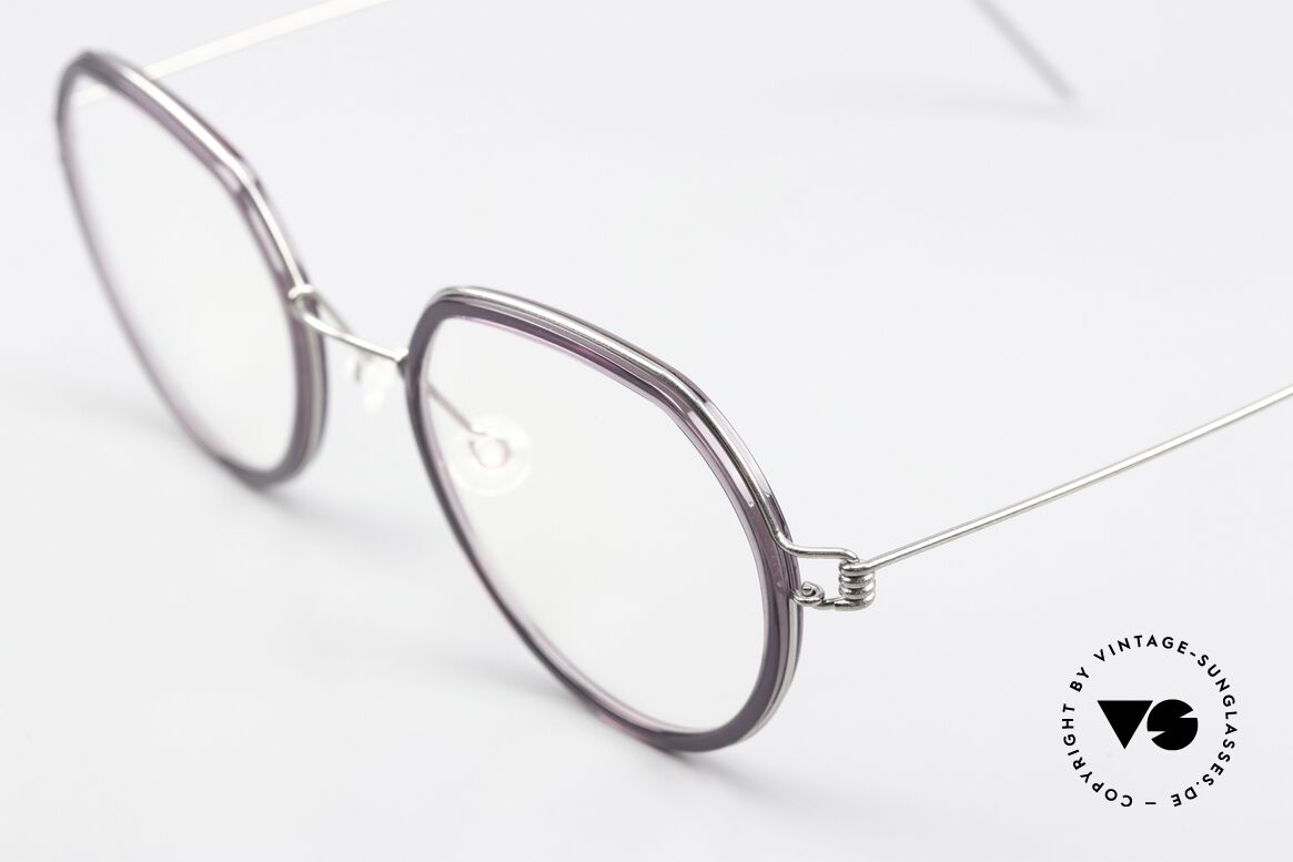 Lindberg Gillian Air Titan Rim Silber Glänzend Dark Violet, color P10 = silber glänzend mit Azetat in "dunkelviolett", Passend für Damen