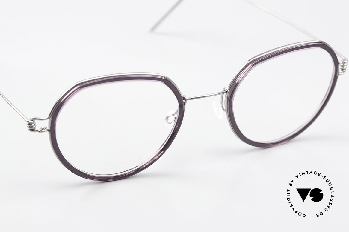 Lindberg Gillian Air Titan Rim Silber Glänzend Dark Violet, ungetragenes Designerstück + orig. Lindberg Magnet-Etui, Passend für Damen