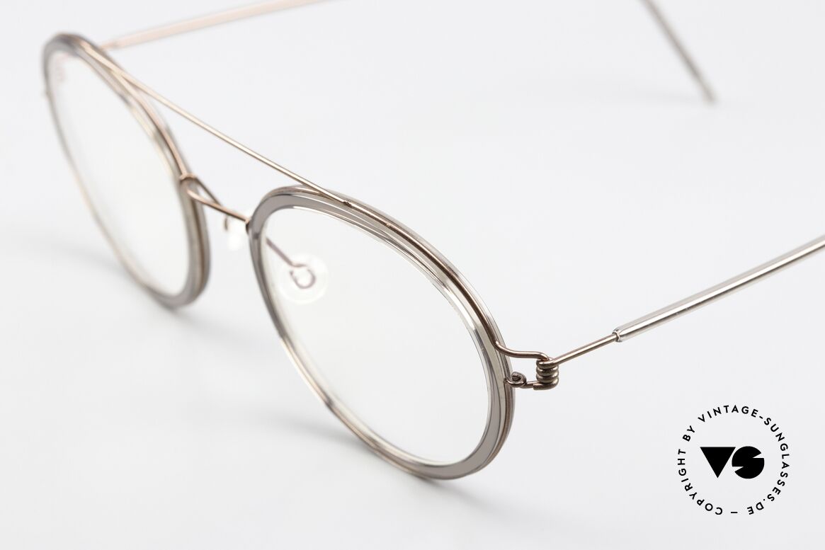 Lindberg Teitur 49 Air Titan Rim Leichte Runde Pantobrille, markant veredelte Air Titanium Version mit Azetat-Rand, Passend für Herren und Damen