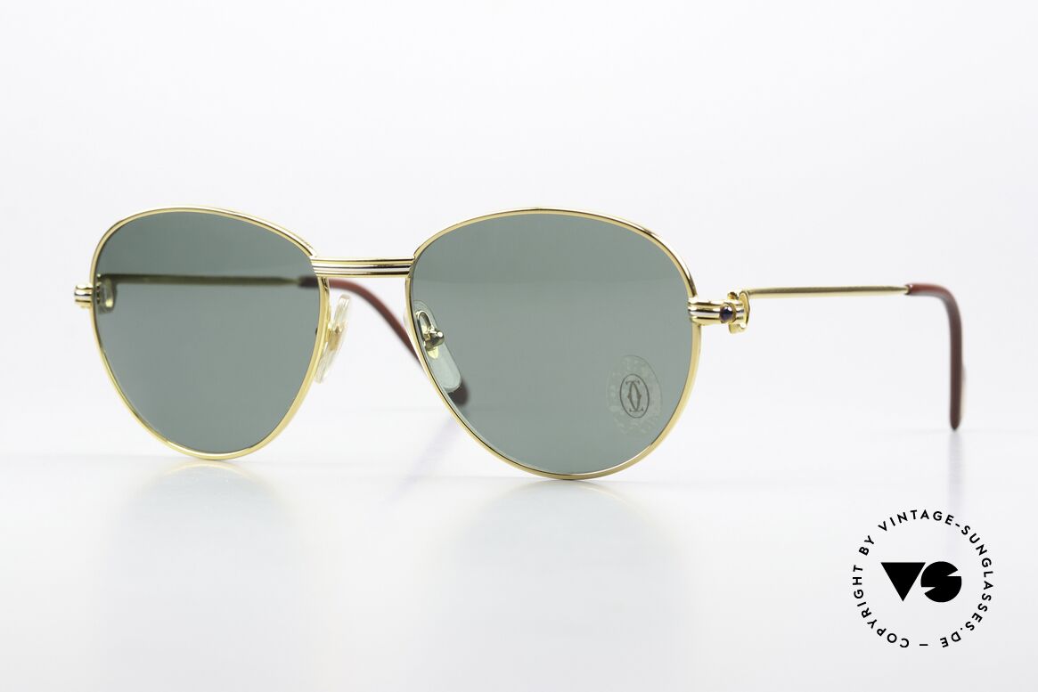 Cartier S Saphirs 0,94 ct - M Brille Mit Echten Saphiren, runde 80er Cartier Edelstein Luxus-Sonnenbrille, Passend für Damen