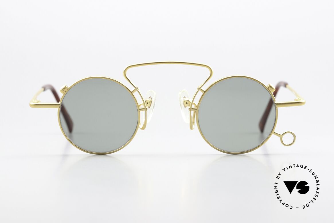 Kansai Yamamoto KY027E Crazy Rund 90er Sonnenbrille, vergoldeter Titanium-Rahmen; "crazy round design", Passend für Herren und Damen