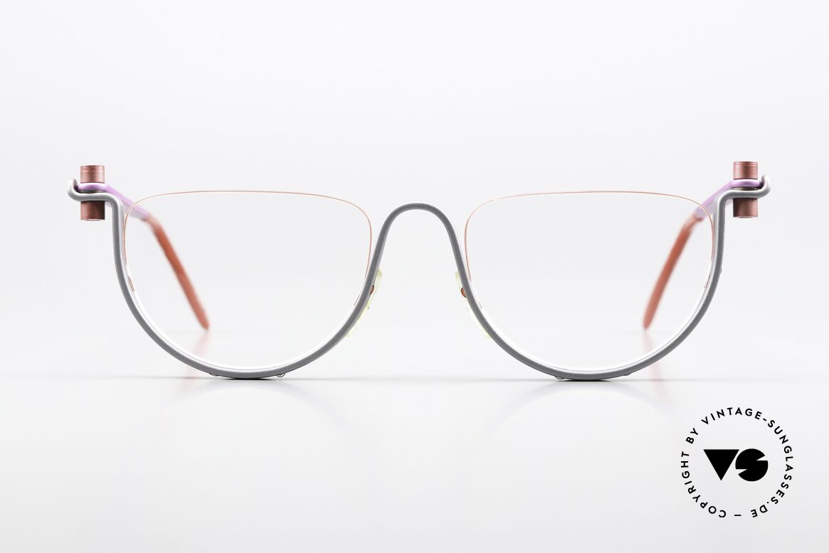 ProDesign No2 Rare Brille 90er Filmbrille, vintage Aluminium Fassung im Gail Spence Design, Passend für Herren und Damen