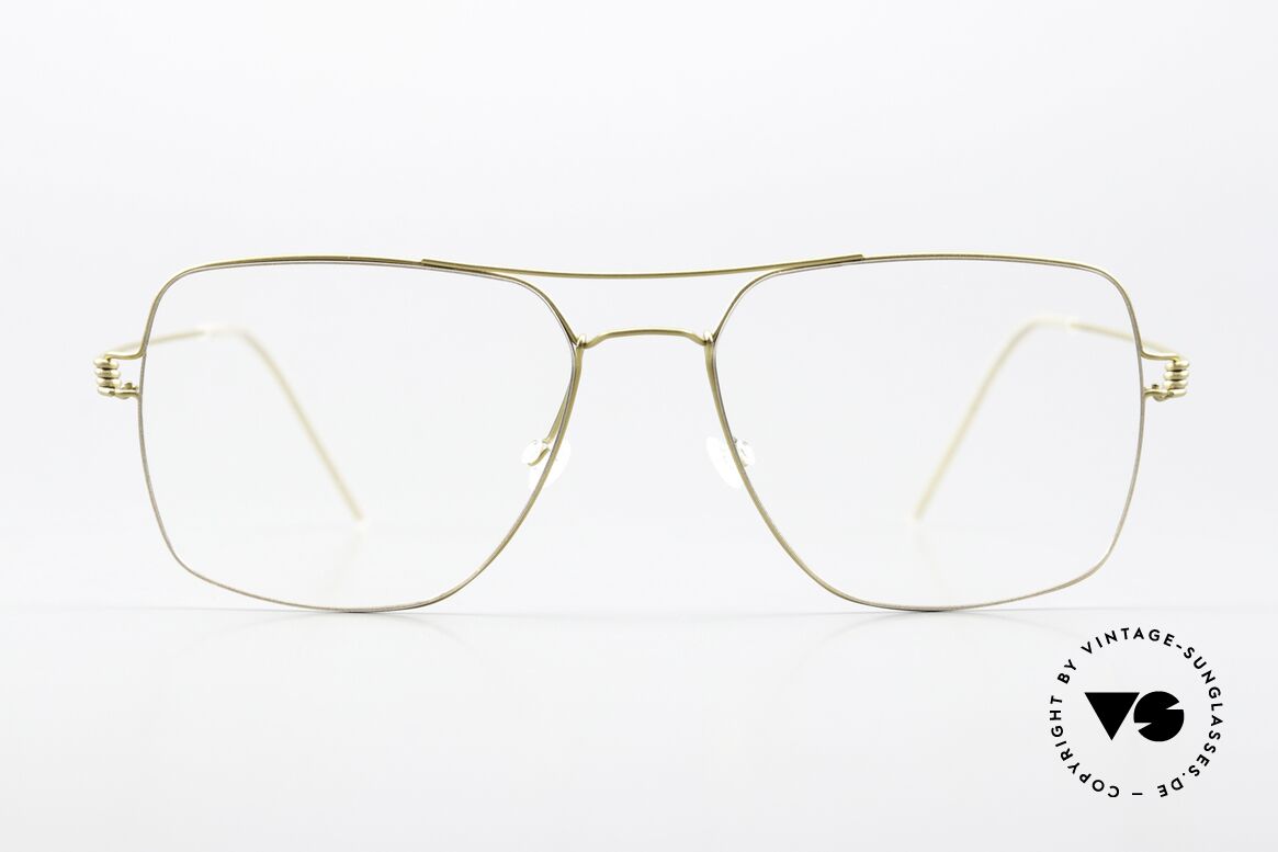 Lindberg Joshua Air Titan Rim Herrenbrille Eckig Aviator, Modell Joshua in Größe 55-17, 145, col GT = mattgold, Passend für Herren