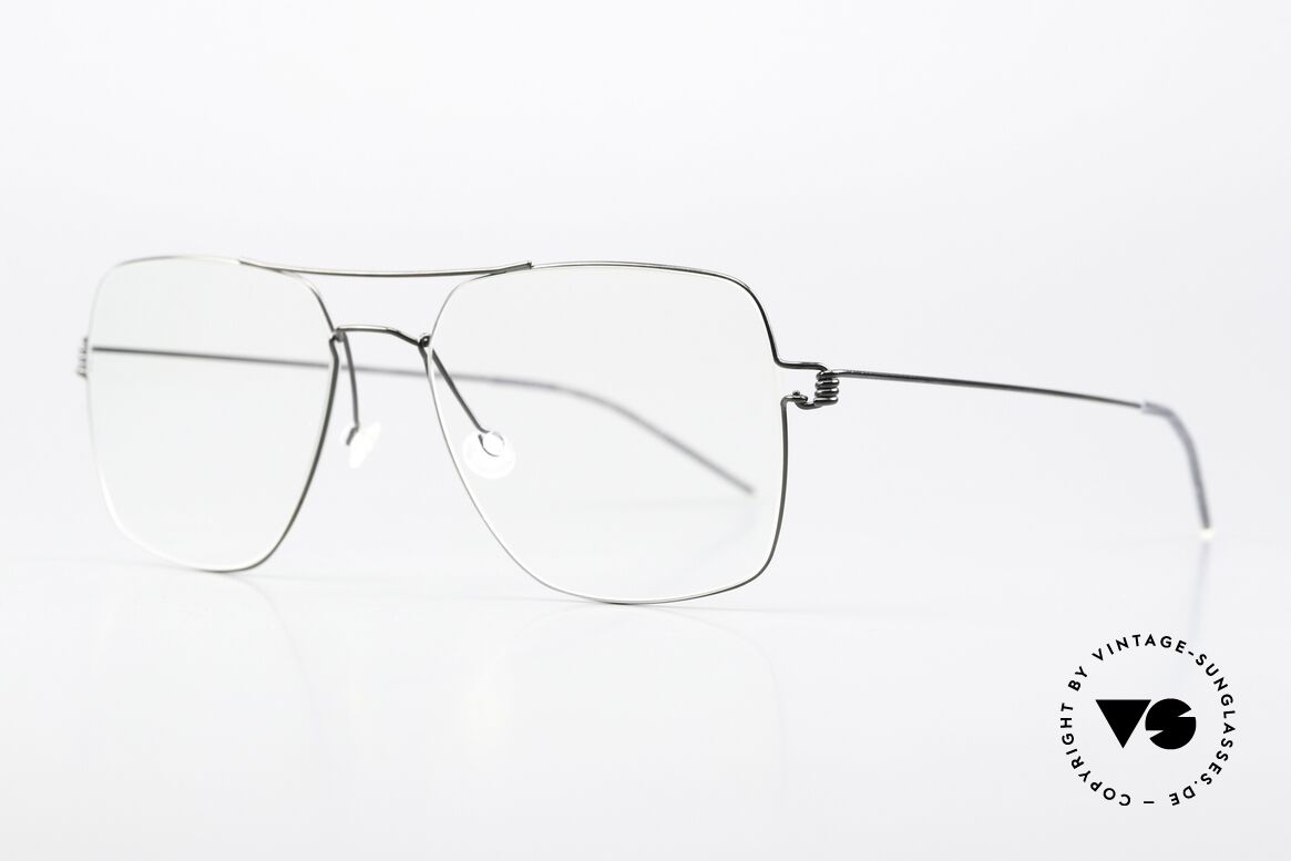Lindberg Joshua Air Titan Rim Eckige Pilotenbrille Herren, sehr markante Designerbrille: eckiger "Aviator-Style", Passend für Herren