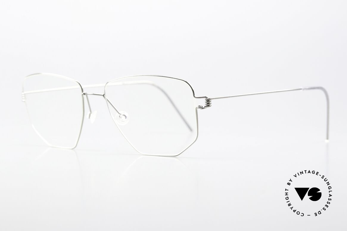 Lindberg Selim Air Titan Rim Eckige Brille Silber Unisex, sehr markante Designer-Brille für Damen und Herren, Passend für Herren und Damen