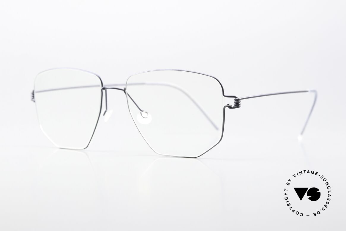 Lindberg Selim Air Titan Rim Eckige Brille Dunkelblau, sehr markante Designer-Brille für Damen und Herren, Passend für Herren und Damen